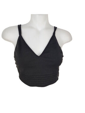 Lucky Brand Womens Seamless Comfort Bra Large Black Pull On Lounge LVD53251